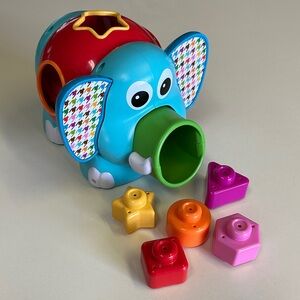 Infantino Blue Elephant Shape Sorter with Colorful Blocks